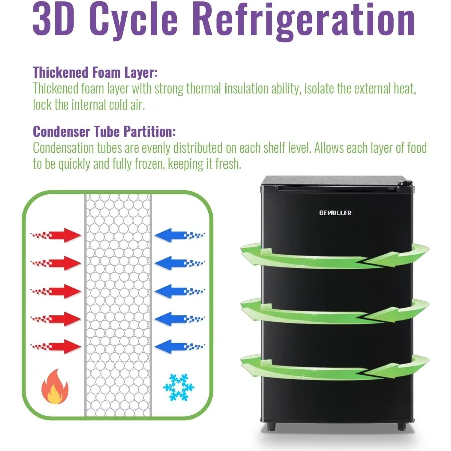 Congelatore verticale compatto con controllo della temperatura a 7 velocità per la cucina di casa, l'ufficio e l'appartamento Mini 3,2 piedi cubi, porta d'ingresso F