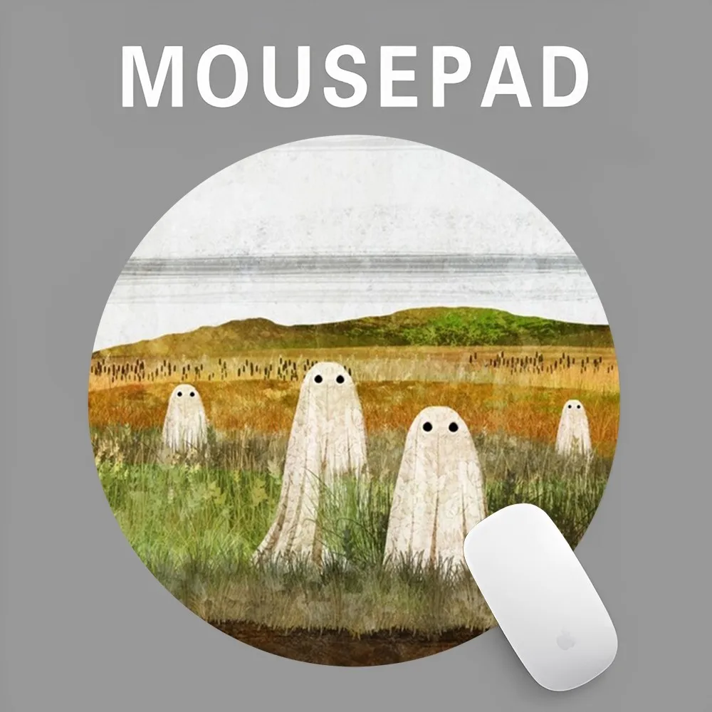 Ghost Mousepad INS Tide Round Keyboard Mat Table Mat Students Cabinet Gamer Desktop Mousepad Cup Mats Deskpad Home Decor