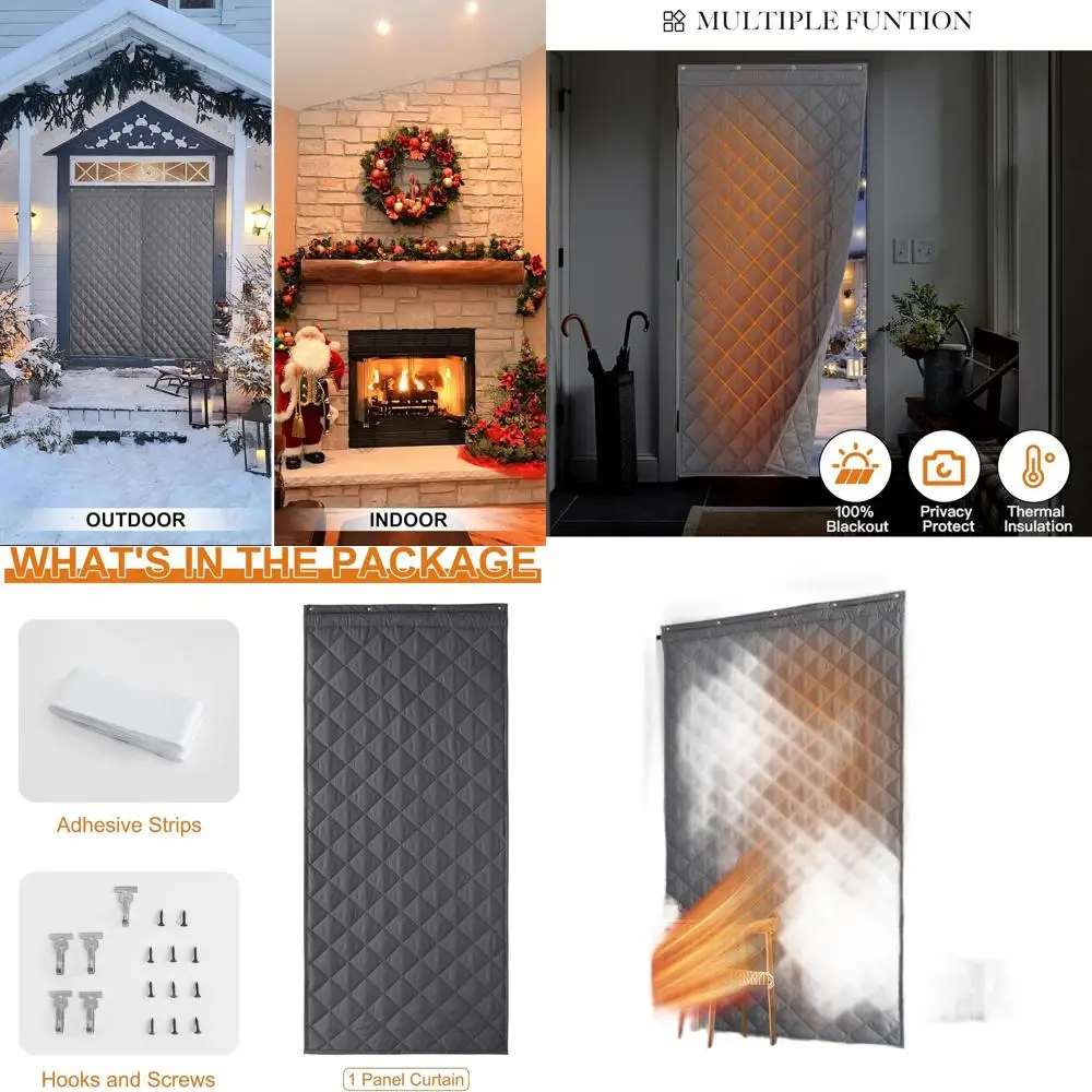 

Thermal Insulated Curtain, Large Grey, W48xL96, Soundproofing, Winter, Room Divider, Door Draft Stopper