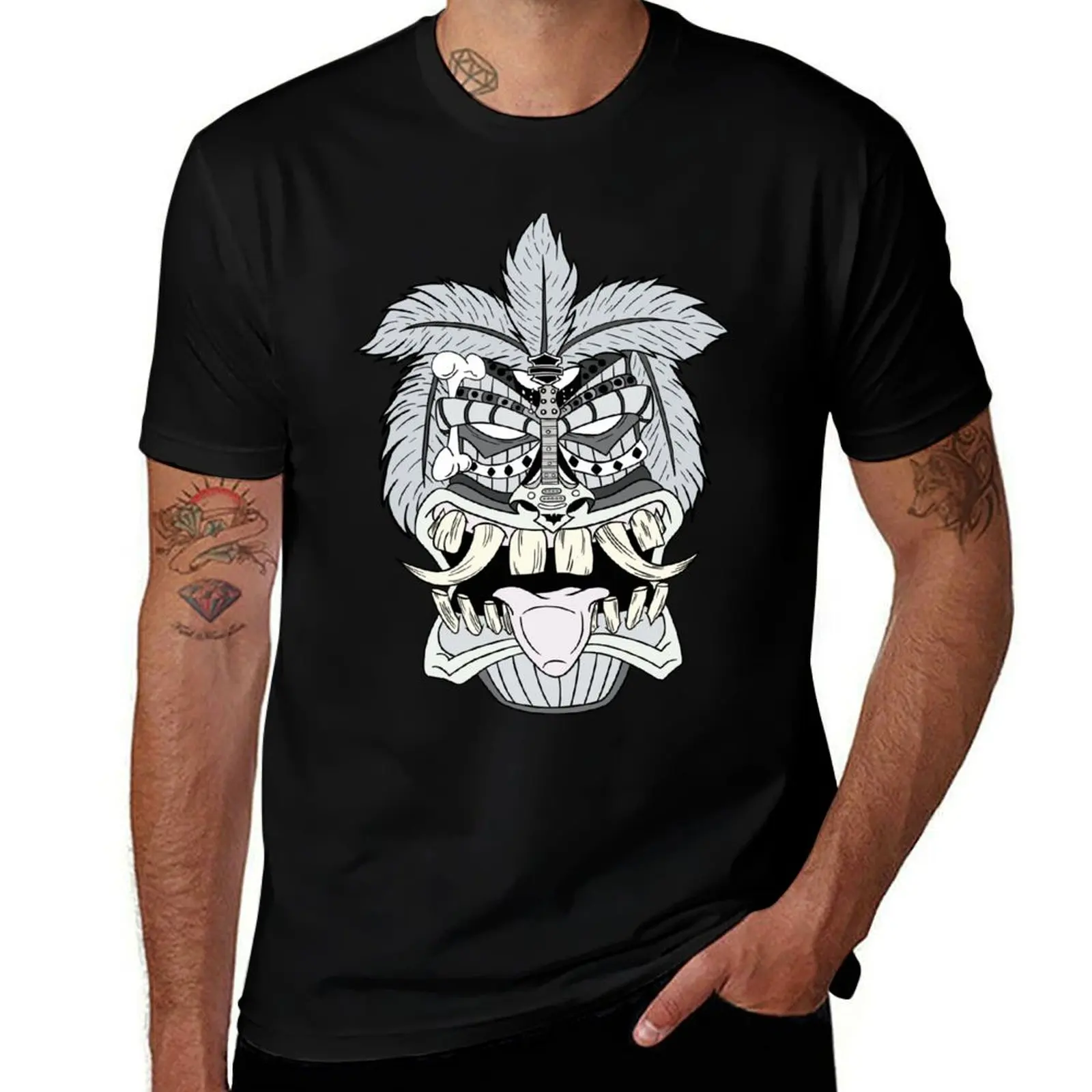 

Tiki mask T-Shirt man t shirt designer t shirts for man graphic tees man t shirts cotton T-shirt