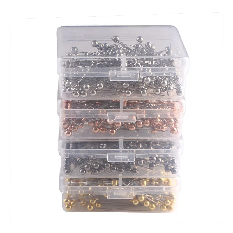 Safety Pins Pearl Metal Head 38mm Round Dressmaking Pins Weddings Corsage Florists Sewing Pin Mixed Color Accessories 100pcs/box