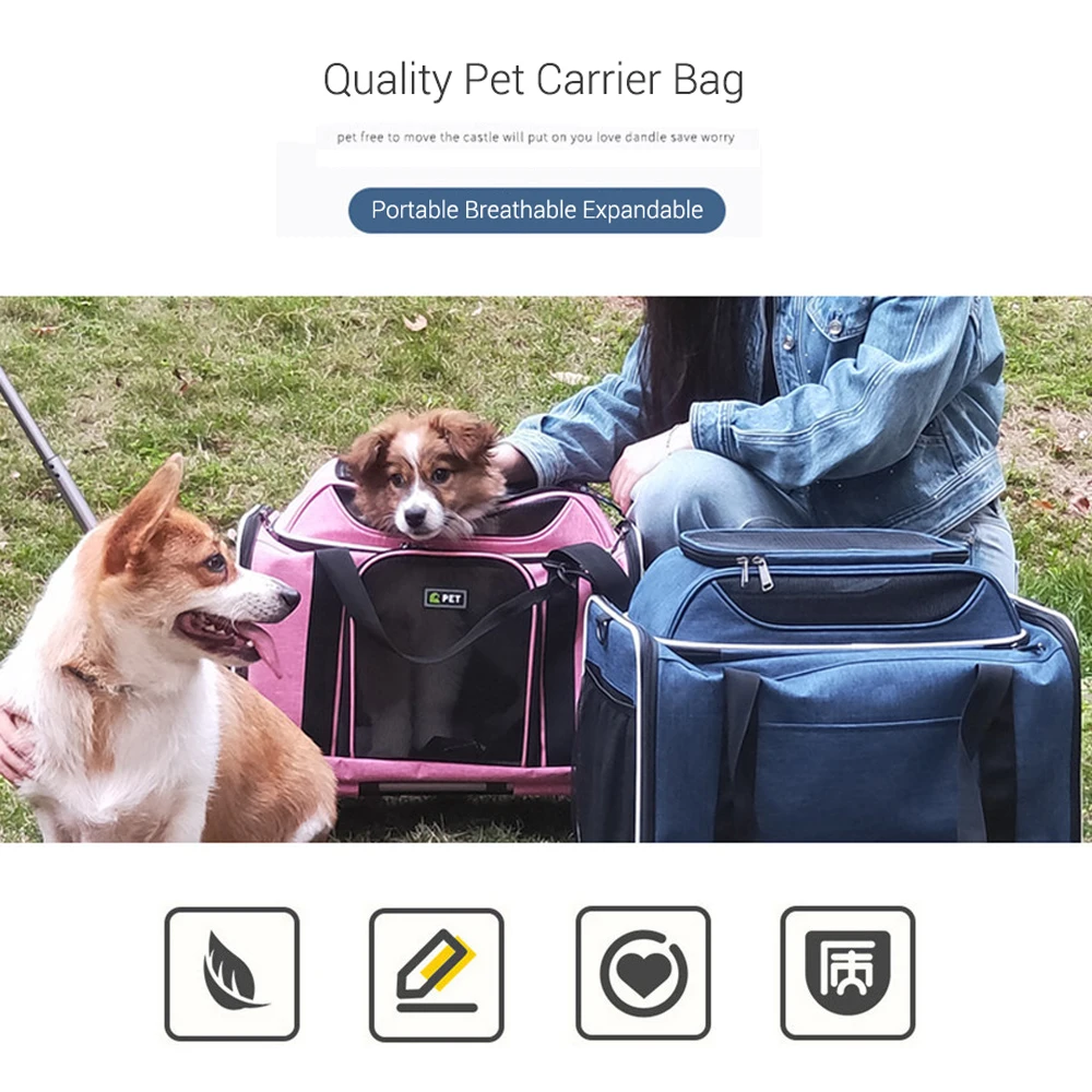 Dog Carrier Bag Luxury Top Expandable Large Capacity Travel Pet Carrier for Cat Small Dogs Anti-Scratch Breathable Dog Tote Bag