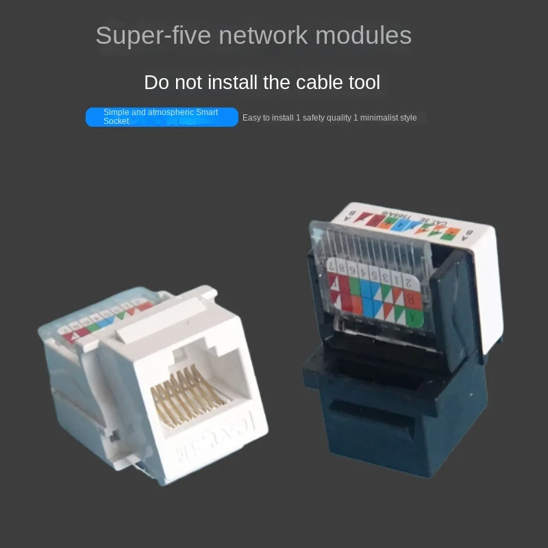 10 sztuk RJ45 CAT5e Ethernet gniazdo Keystone bez dziurkowania moduł wtyczek sieciowy czarny, biały