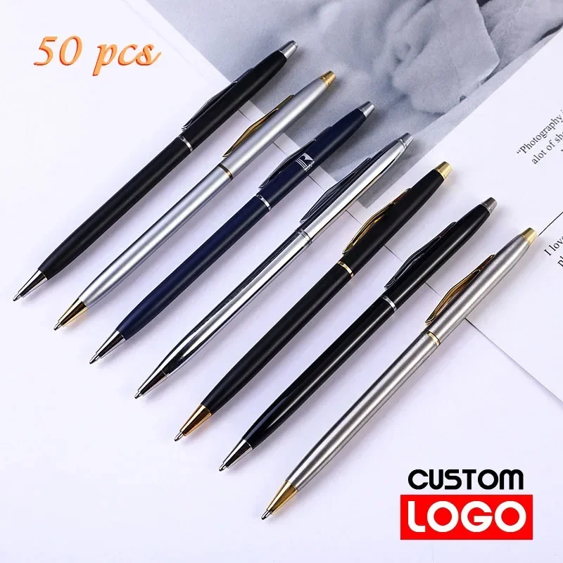 50 pezzi di penna classica in metallo per coca cola, ufficio aziendale, hotel, pubblicità, regalo, penna a sfera, esclusivo logo personalizzato, intaglio di testo