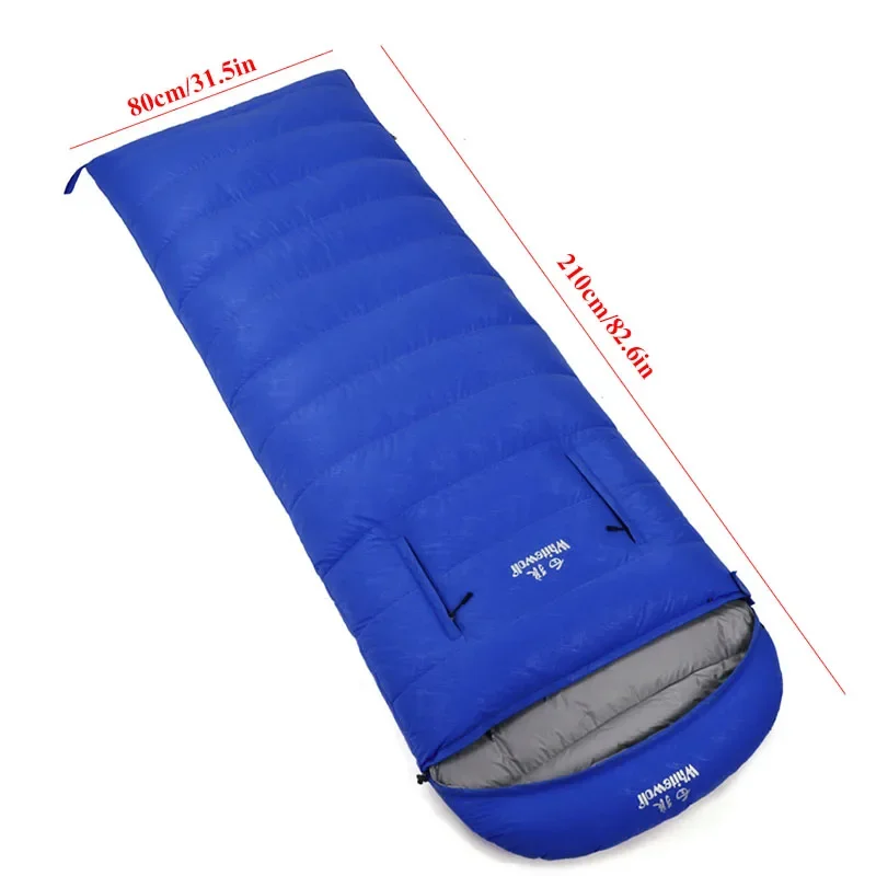 Filling 2500g/3000 White Goose Down Adult Sleeping Bag Outdoor Camping Envelope, Ultralight, Single Person, White Nylon 210x80cm