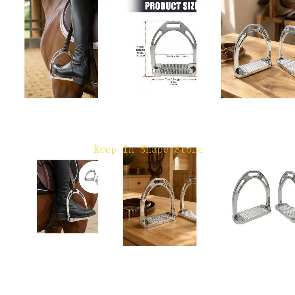 U1JC Closed Frame Horse Stirrups Aluminum Wide 4.8 Inch Inner Width Textured Horse Gear for Practice and Daily Stable Use