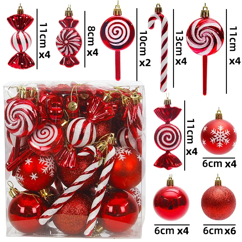 20/29/40pcs Christmas Ball Blue Red Christmas Tree Hanging Pendants Home Gifts New Year Special-shaped Christmas Spheres 2023