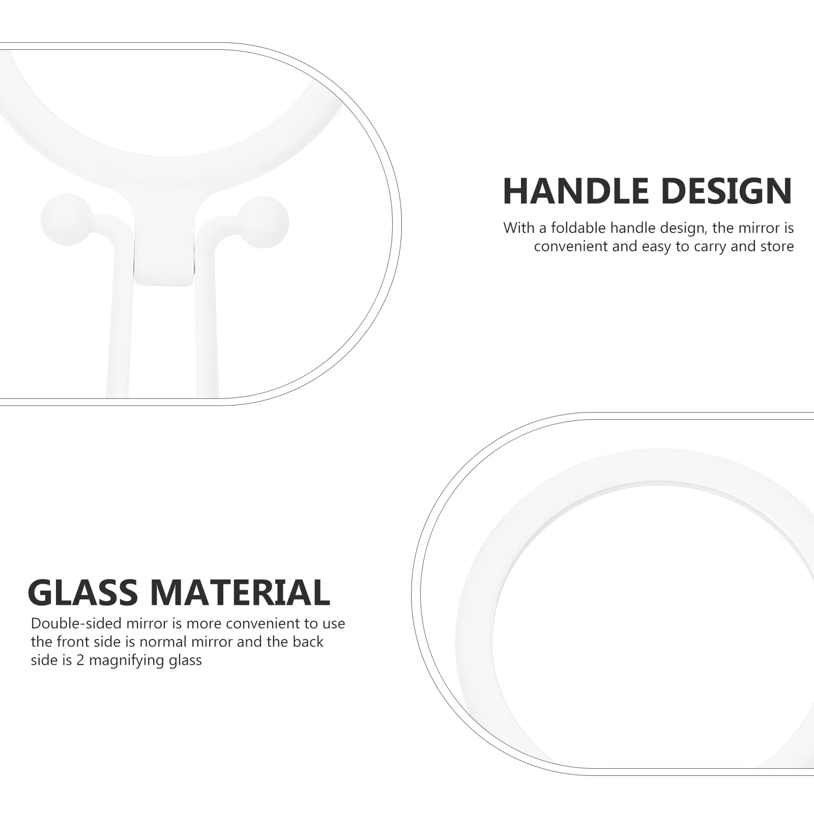 折りたたみ式ハンドヘルド化粧鏡両面高精細反射ポータブルミラー女性ティーン旅行日常用