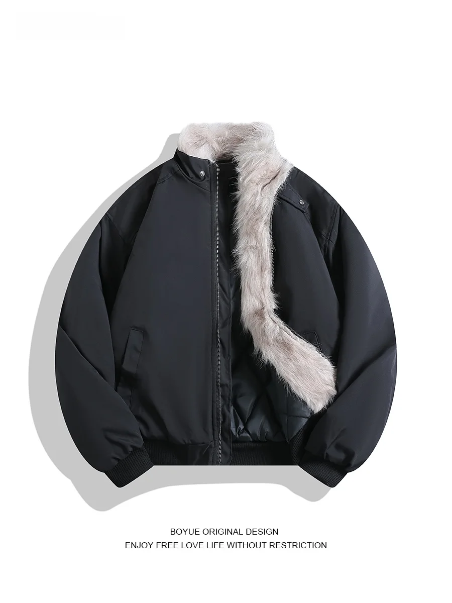 

Boyue Men's Cotton Jaet Stand Collar Quilted Warm Street Sle Heavyweight Simple Design Polyester Fiber Long Sve Zipper...