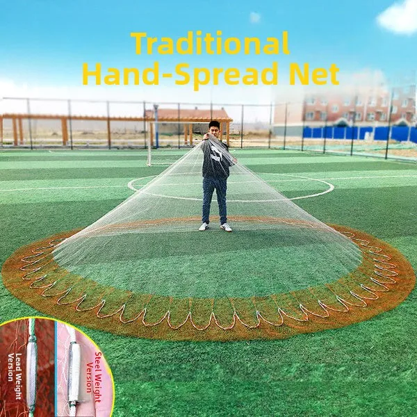 Traditional Handmade Fishing Net Vintage Style Lead Sinkers Fishing Gear for Outdoor Camping Travel Activities by Yu Dubai White