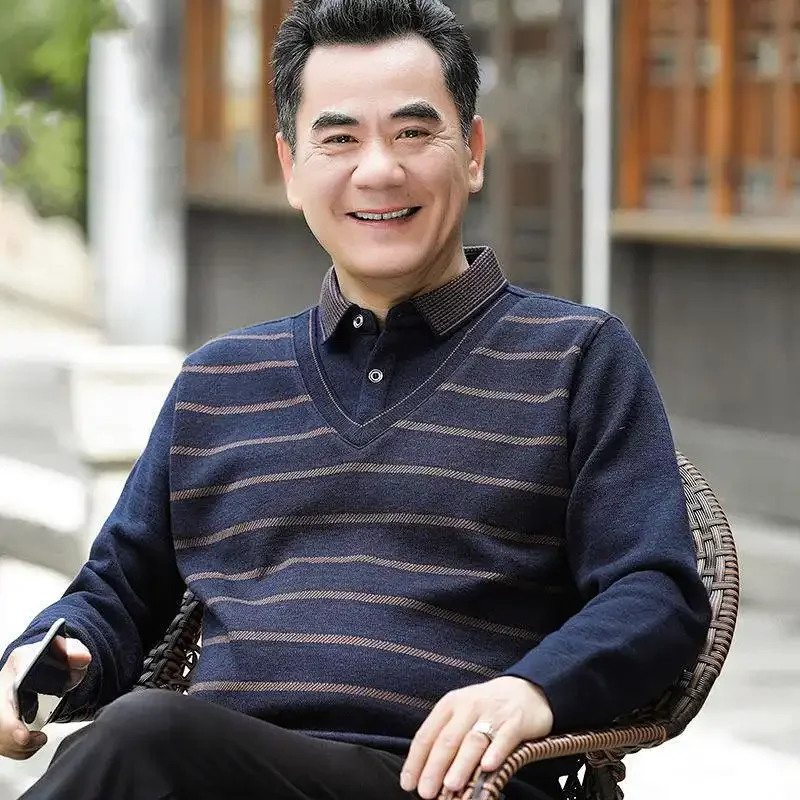 صوف مبطن نمط الخريف الشتاء سترة وهمية قطعتين تريكو لباس خارجي منتصف العمر أبي الزي تنوعا قاعدة طبقة الملابس