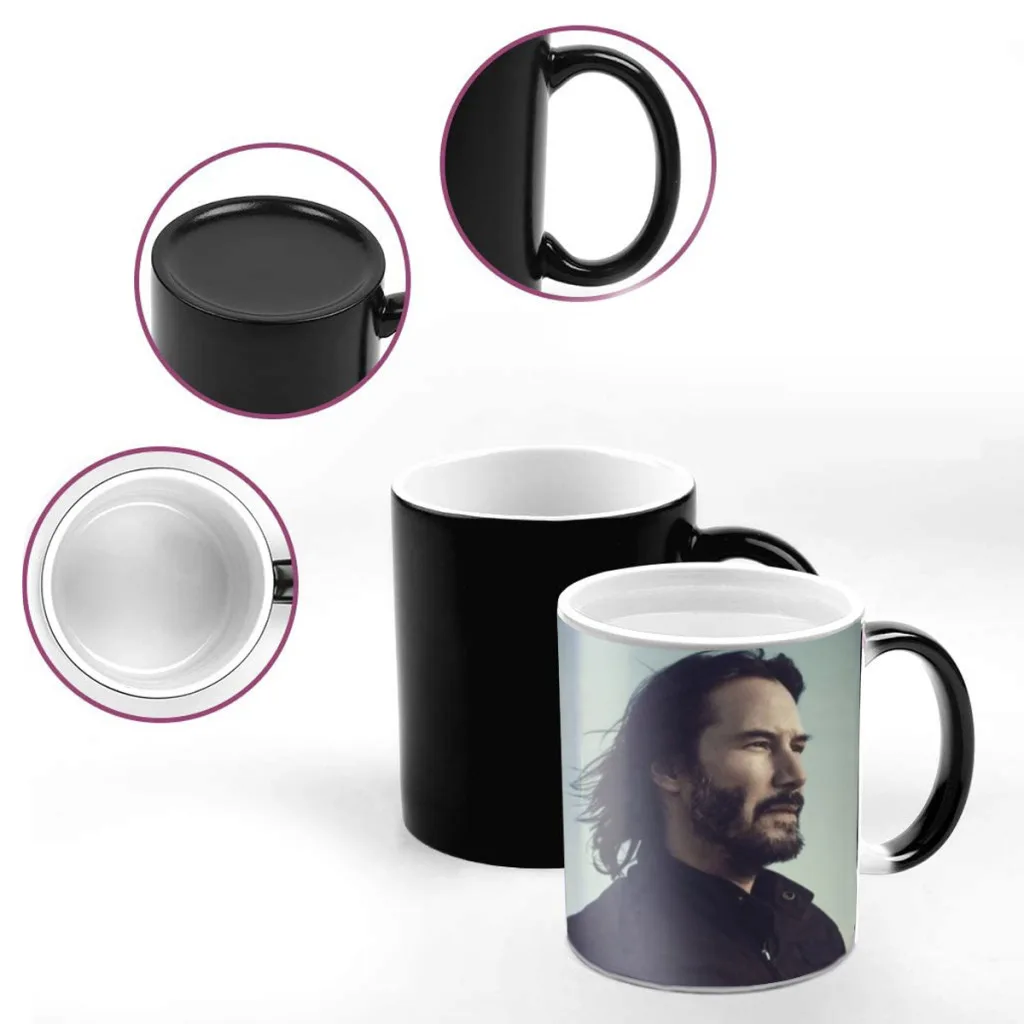 keanu Reeves Magic Hot Cold Heat Temperature Sensitive Color-Changing Coffee Tea Milk Mug Cup