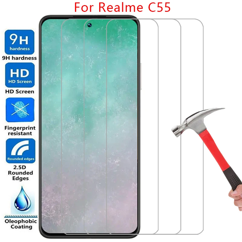 واقي شاشة لهاتف Realme C55 من الزجاج المقسى الواقي على Realmec55 c 55 55c فيلم هاتف جلاس Realmi Real me Real relali relme reame