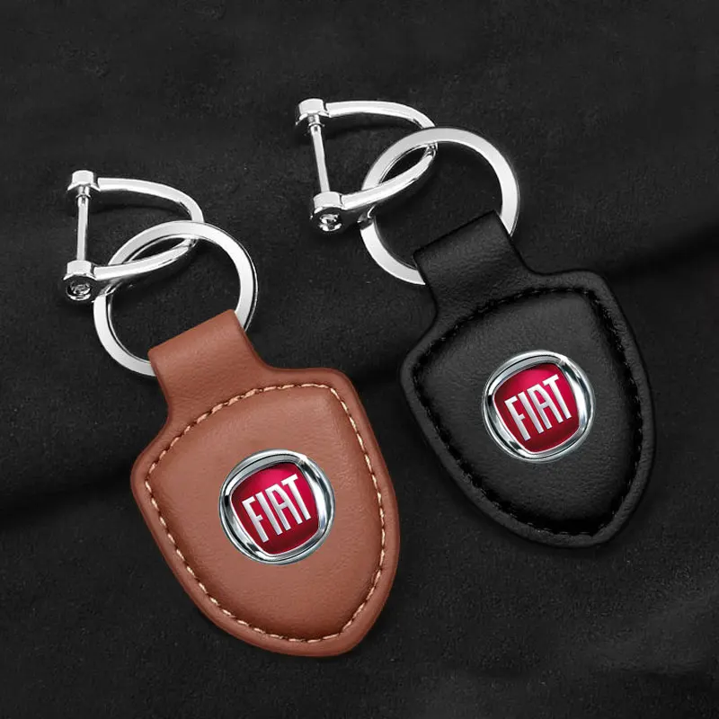 LLavero de cuero para coche tipo escudo llavero para Fiat Punto Abarth 500 Stilo Ducato Palio Bravo Doblo accesorios para coche