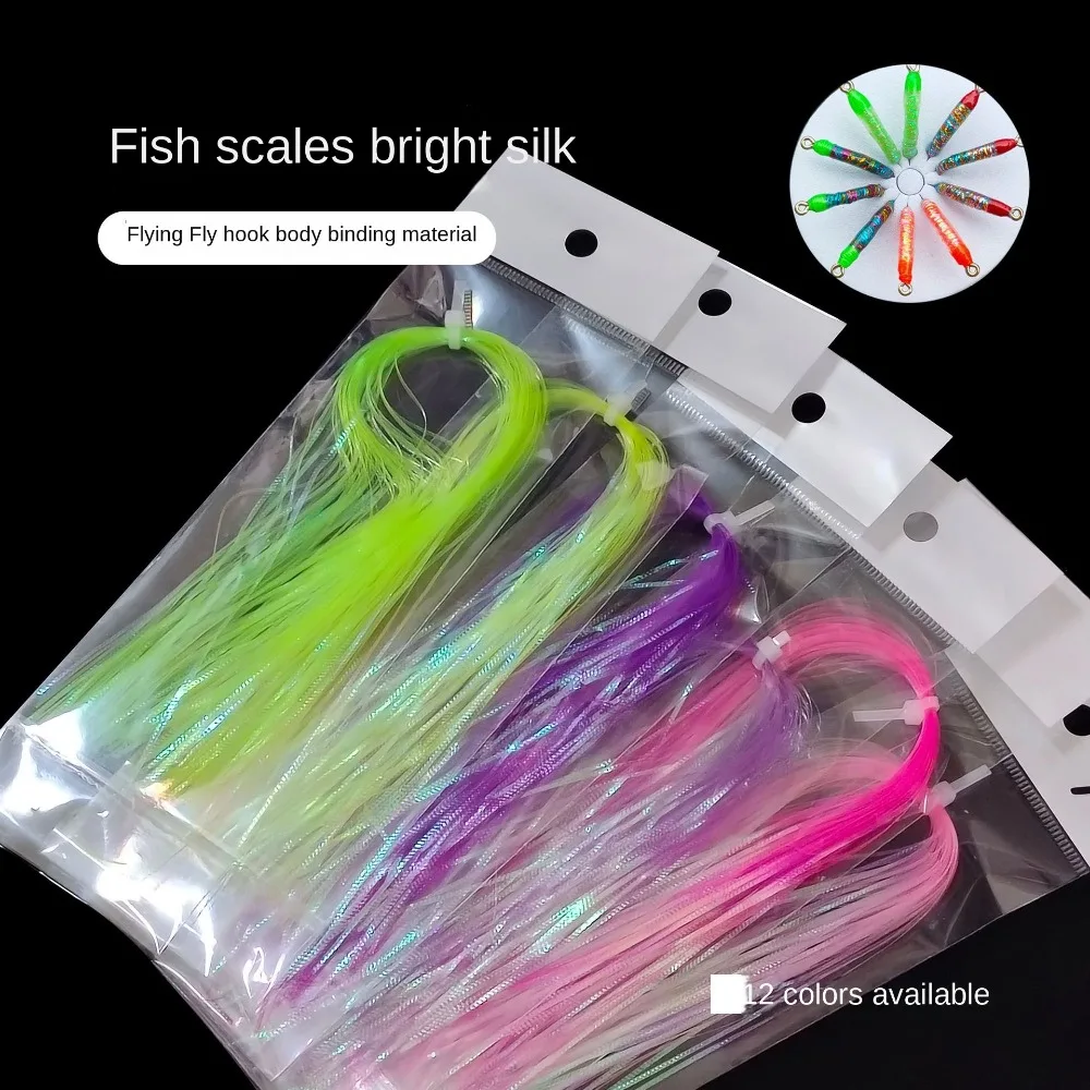 

fish scales Fly Tying Materials bright filaments Fishing Tackle Holographic Tinsel Flash Steel Lead Jig Head Hook