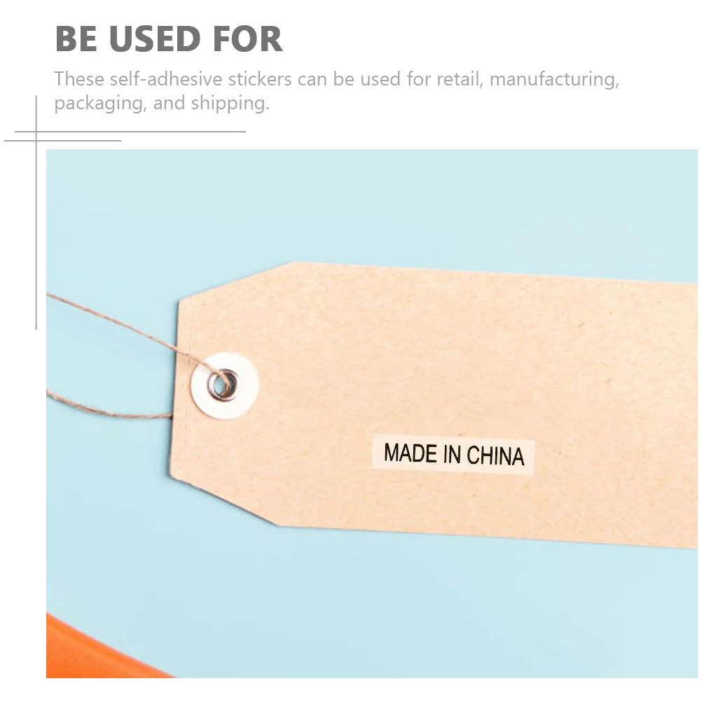 3500 Uds etiquetas transparentes hechas en China pegatinas autoadhesivas impermeables para envío al por menor embalaje pegatinas de marca de origen