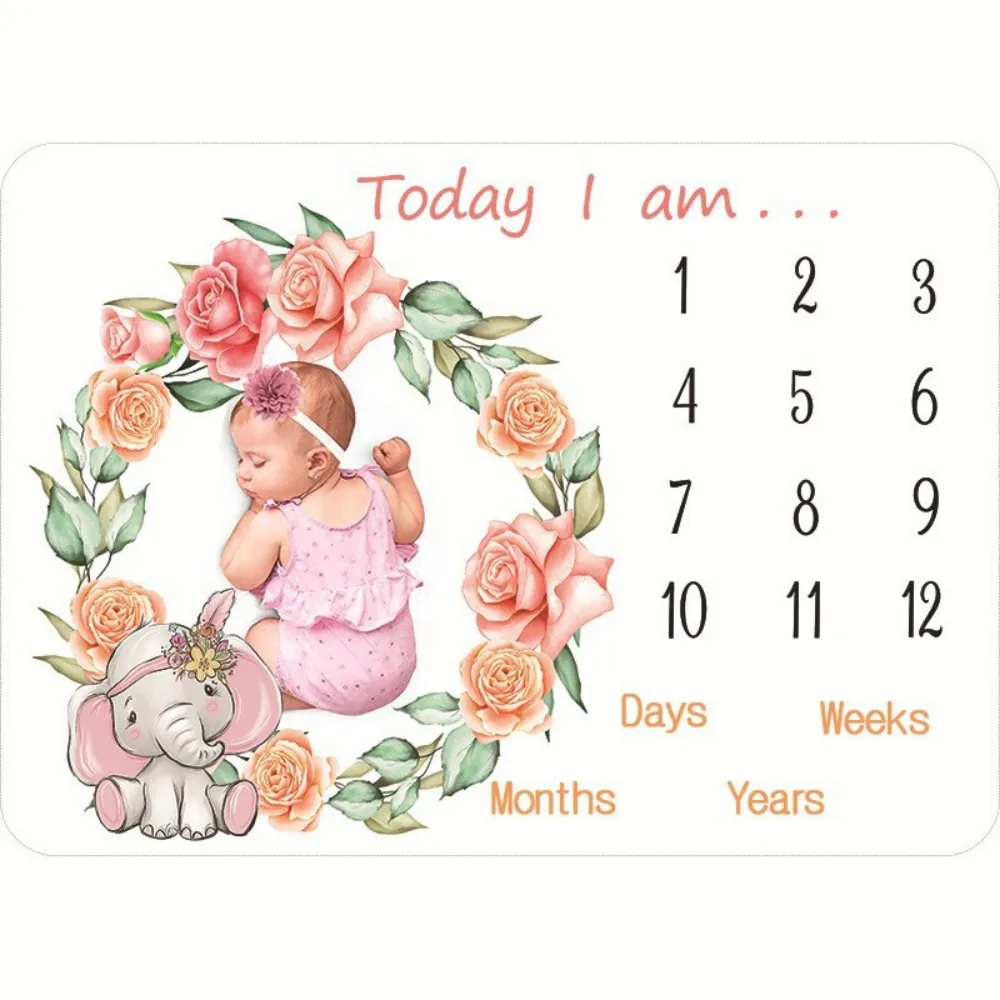 VIKAMA Children's Illustration Print, Baby Milestone Blanket, Newborn Full-Month Photography Background Blanket, Home Nap Blanke view 5