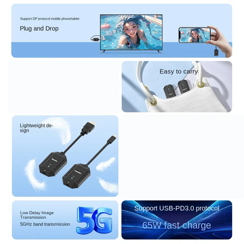 A73E-Video Transmitter Receiver Extender 5G 4K 1080P Wireless HD Display Adapter Dongle For Phone TV Monitor Projector