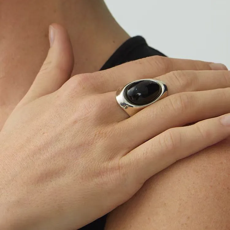 

Jenny&dave Obsidian Ring, Women's Simple And Fashionable Tail Ring, Fashionable And Niche Design Elegant Party Jewelry Rings