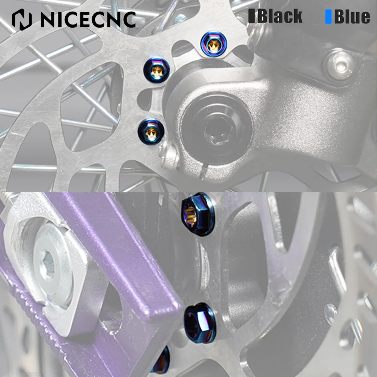 NICECNC For 2025 2024 2023 Surron Light Bee X S L1E Surron Ebike M5X10 M6X13 Front Rear Brake Disc Pad Screw Kit Titanium Bolt