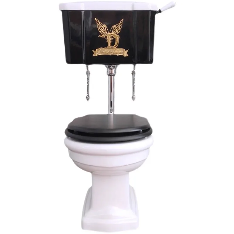 

L Ретро разделенный унитаз из цельного дерева, бесшумный, для маленькой квартиры, ванной комнаты, керамический дезодорант, унитаз