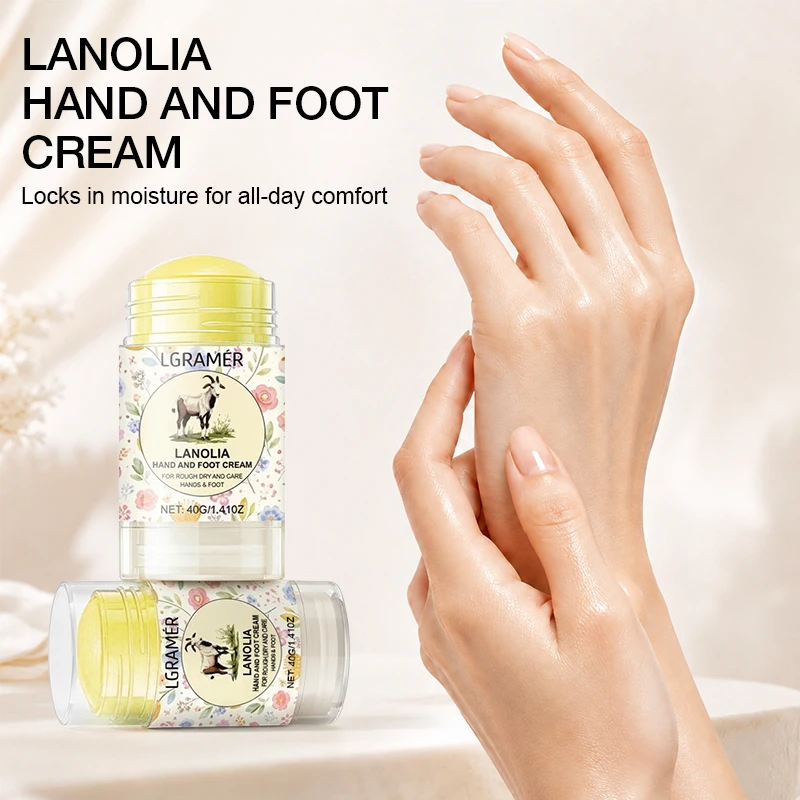 Lanolia Fußcreme für Trockene Rissige Füße und Fersen Sanfte Exfoliation Feuchtigkeitsspendende Hautpflege Ultra-Hydratisierende Handpflege-Creme-Stick 40g