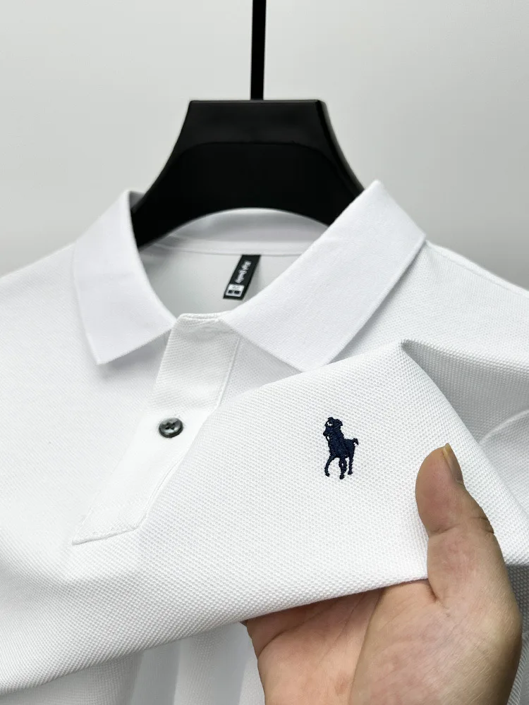 High end brand 100% cotton short sleeve men\'s POLO shirt summer fashion pony embroidery Paul shirt casual business lapel T-shirt