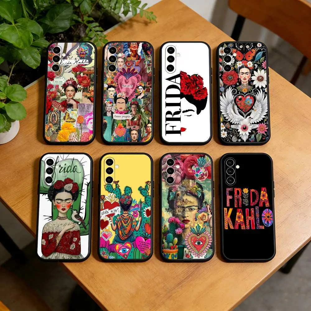 

Fashion F-fridaS Kahlo-PC Phone Case Black Silicone Soft For Samsung Galaxy A73,A72,A71,A70,A53,A52,A51