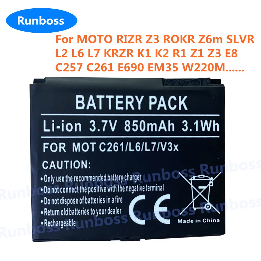 New 850mAh BC50 Battery For Motorola MOTO RIZR Z3 ROKR Z6m SLVR L2 L6 L7 KRZR K1 K2 R1 Z1 Z3 E8 C257 C261 E690 EM35 W220M V3X