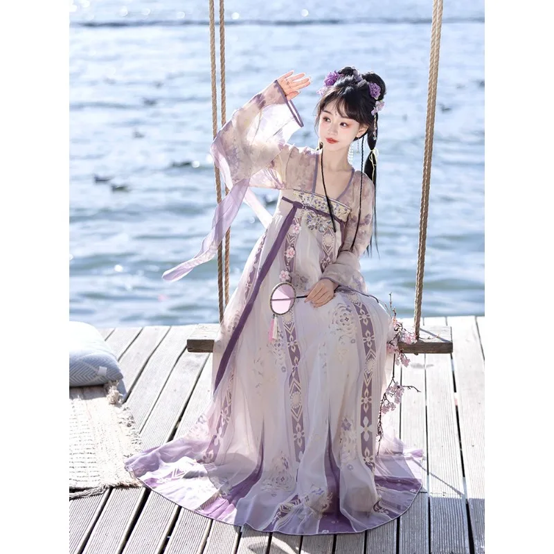 

Chinese Traditional Hanfu Dress Cosplay Costumes Ethnic Style Party Fairy Dress Tang Dynasty Embroidery Stage Folk Dance