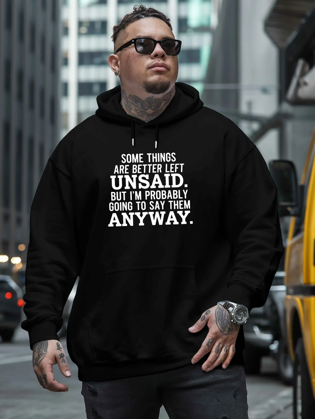 

Men's hooded sweater - Joke-satirical quote hoodie, white hoodie, regular fit long sleeves, suitable for daily and formal wear
