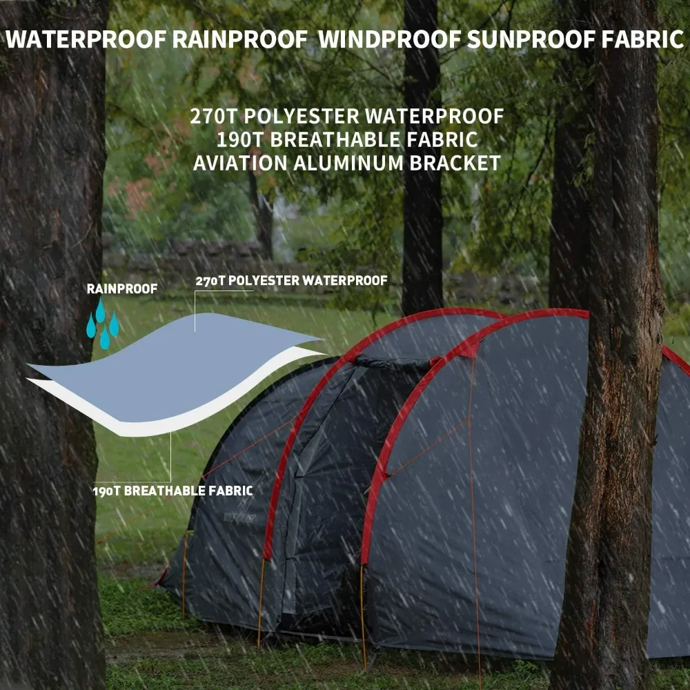 Motorcycle Tent for Camping 2-3 Person Waterproof Instant Tents with Integrated Motorcycle Port Vestibule for Outdoor Hiking