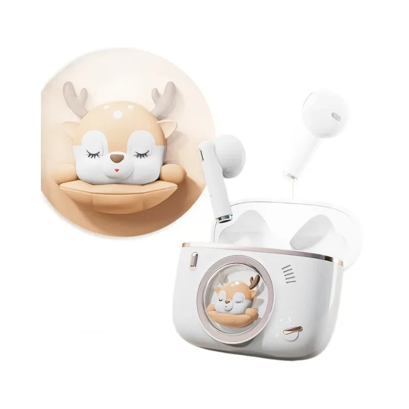 

Half-in-ear wireless bluetooth headset 2025 new gift cartoon sports cute girl deer animation headset