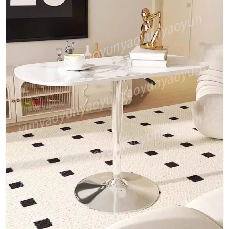 Marble Top Adjustable Height Rolling Side Table Mobile Multi Purpose Laptop Desk Sofa Side Home Furniture