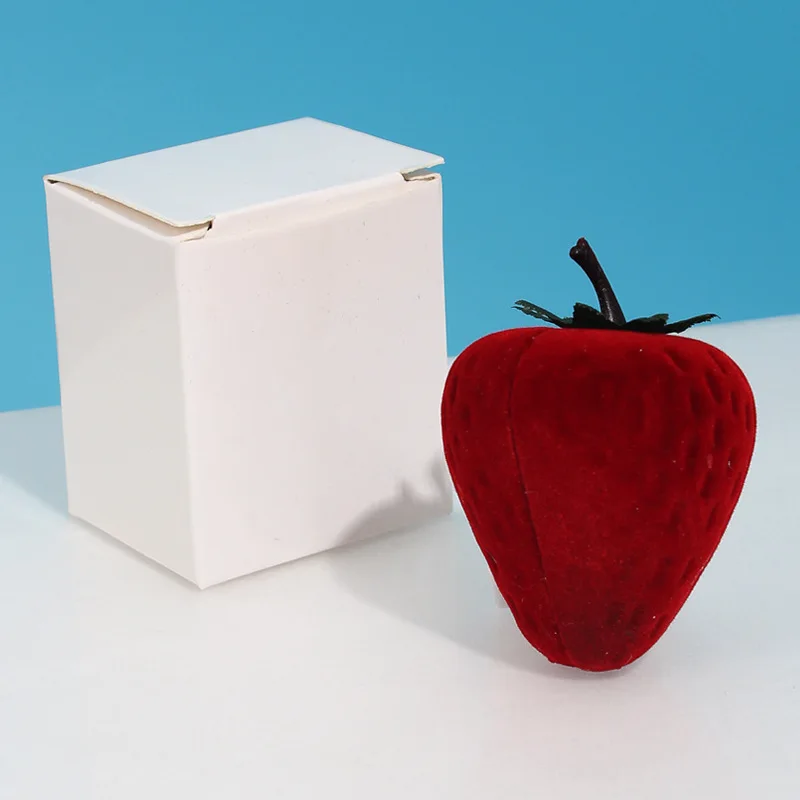 Strawberry ring box Cute jewelry box flocking storage box Gift box Jewelry box