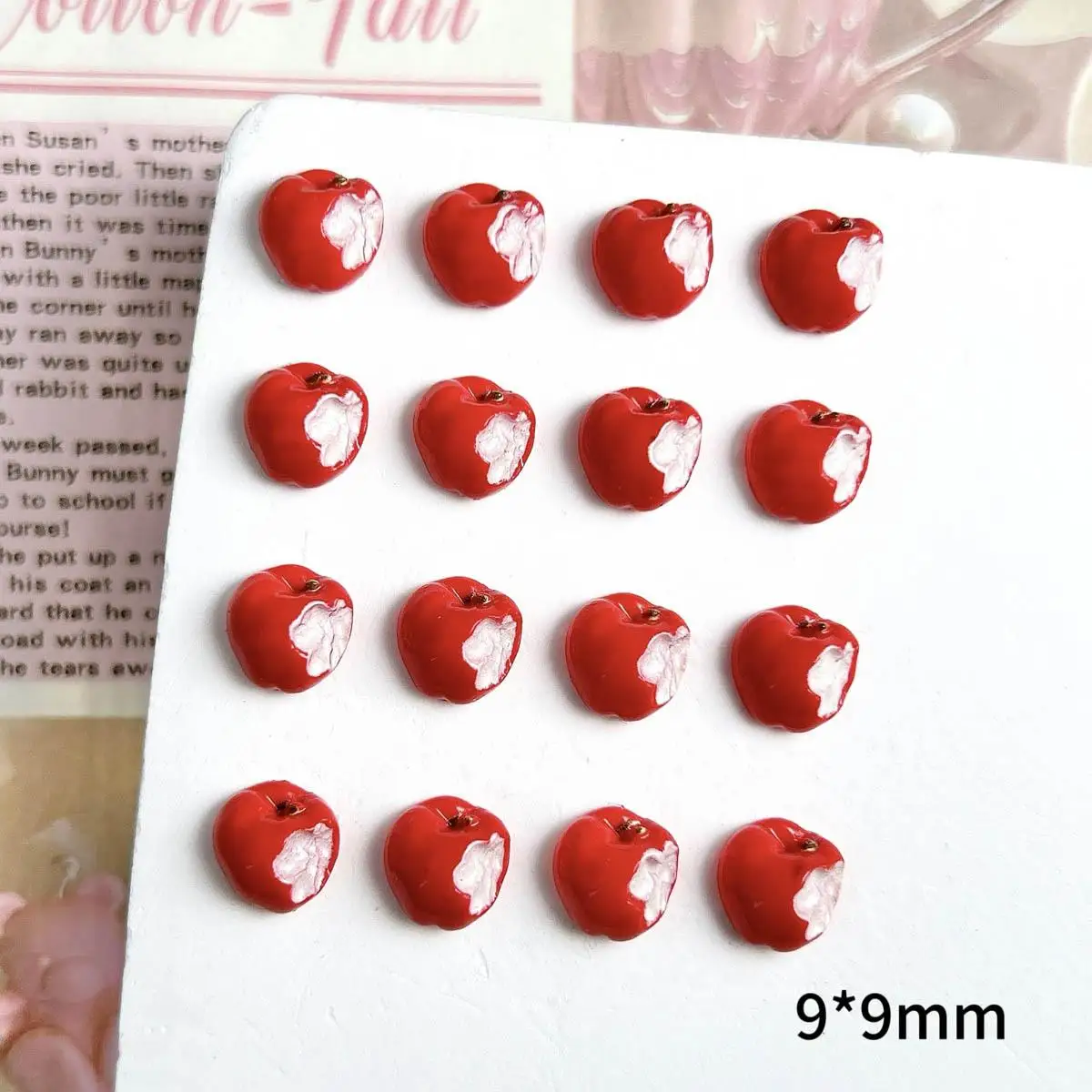 30PCS Cute Kawaii Red Apple Nail Art Decorations Accessories 3D Resin Simulated Notch Apple Nail Charms Supplies For DIY Crafts