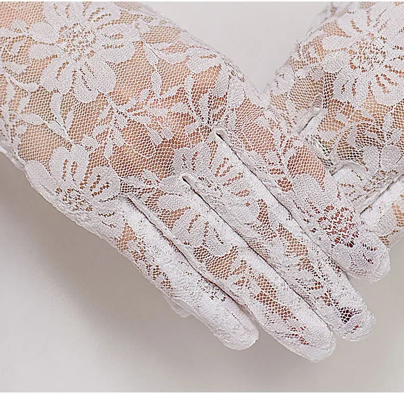 Guantes de novia hasta la muñeca de rejilla de tul transparente a la moda, accesorios cortos de boda para dedos