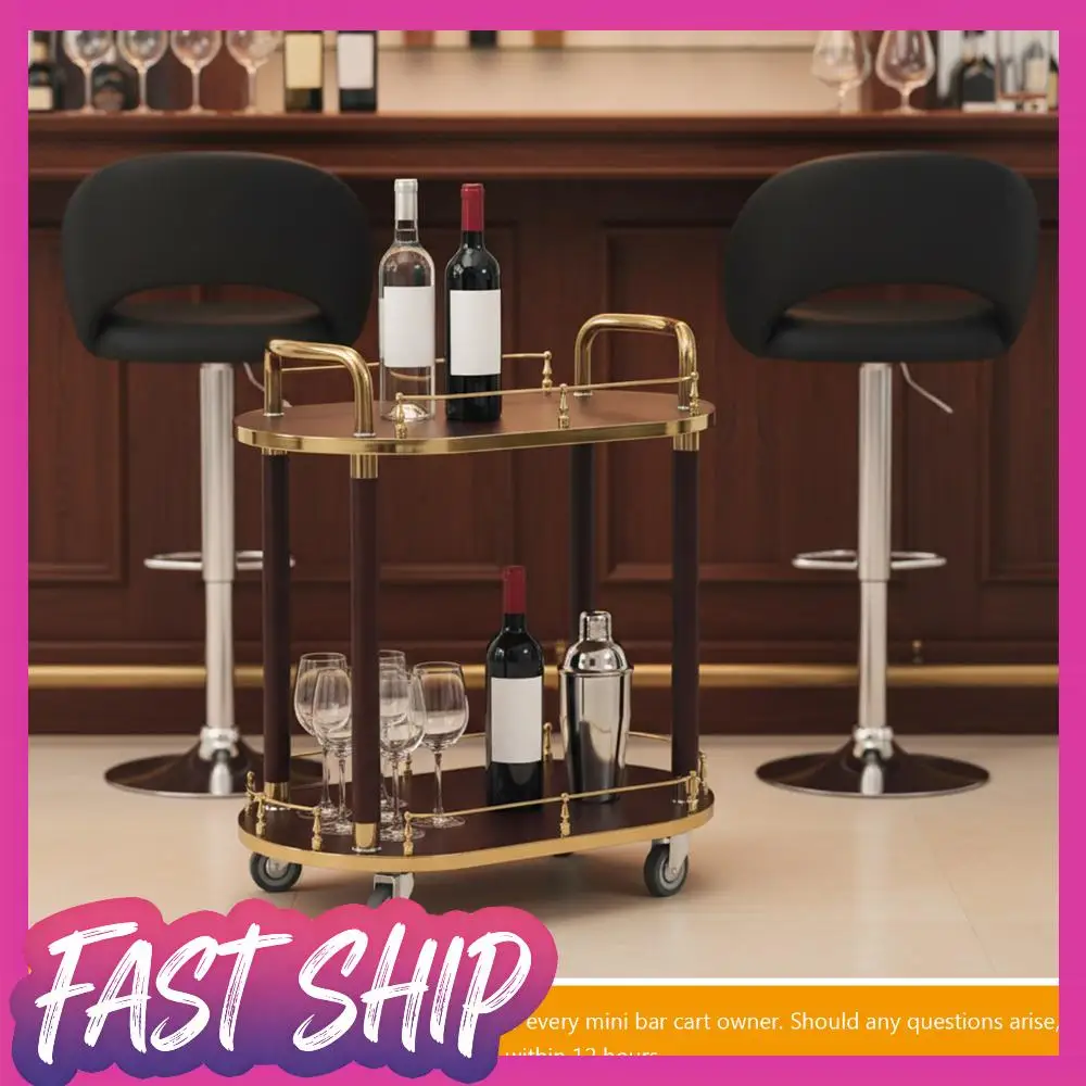 

Двухуровневая сервировочная тележка для бара с блокируемыми колесами, полностью собранная, для бизнеса, ресторанов, вина, напитков и вечеринок