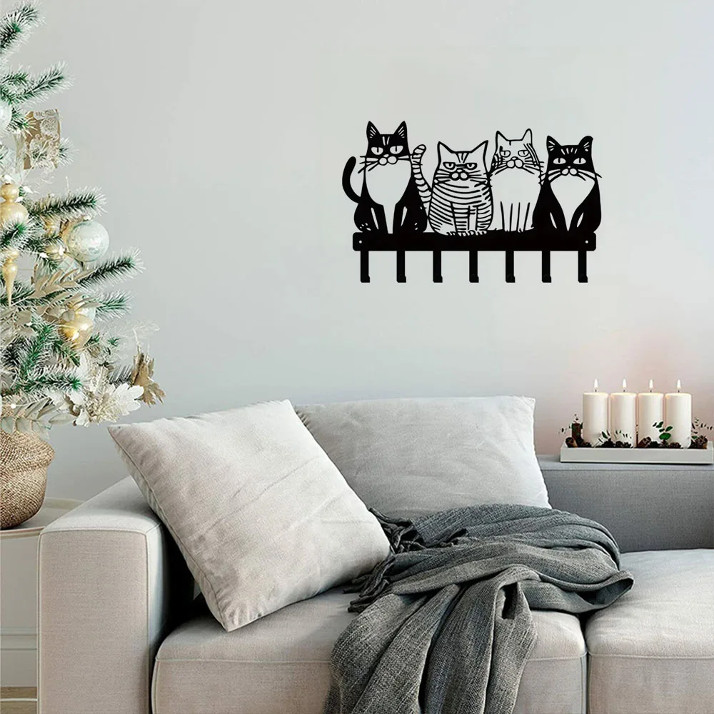 

CATGIFTZ Настенный крючок с силуэтом кошки | Металлический органайзер для ключей и полотенец | Причудливый дизайн с красочной эмалью