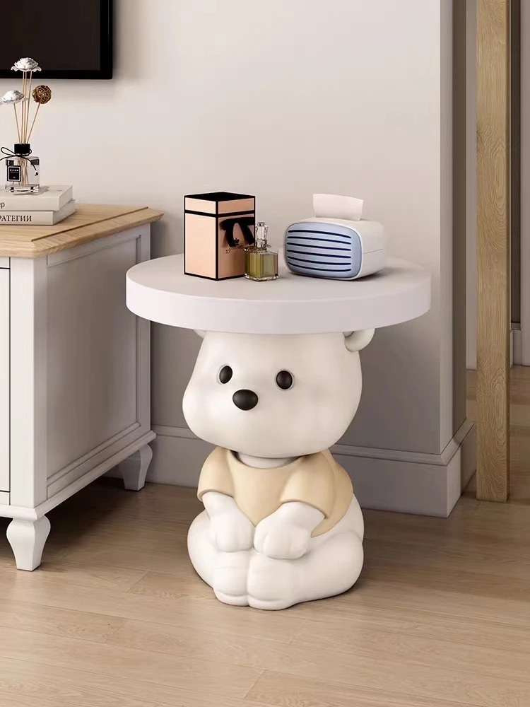 

Кофейный столик Bear, украшение для дома, скульптура в виде животного, современный маленький круглый стол, милый диван, прикроватный столик в скандинавском стиле, подарки