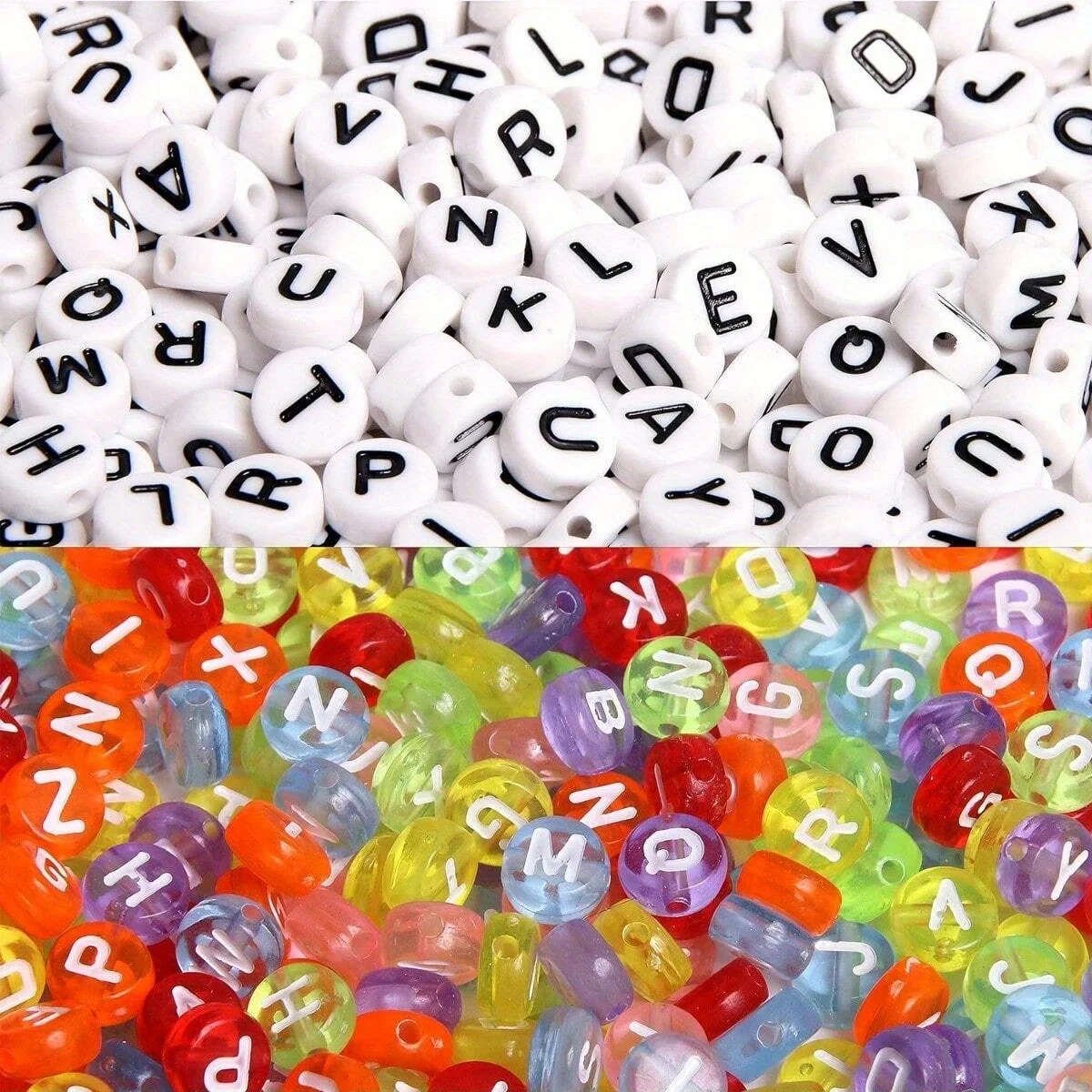 700pcs 7 Colors Round Letter Beads Acrylic Alphabet Number Beads for Jewelry Making DIY Necklace Bracelet (7x4mm)