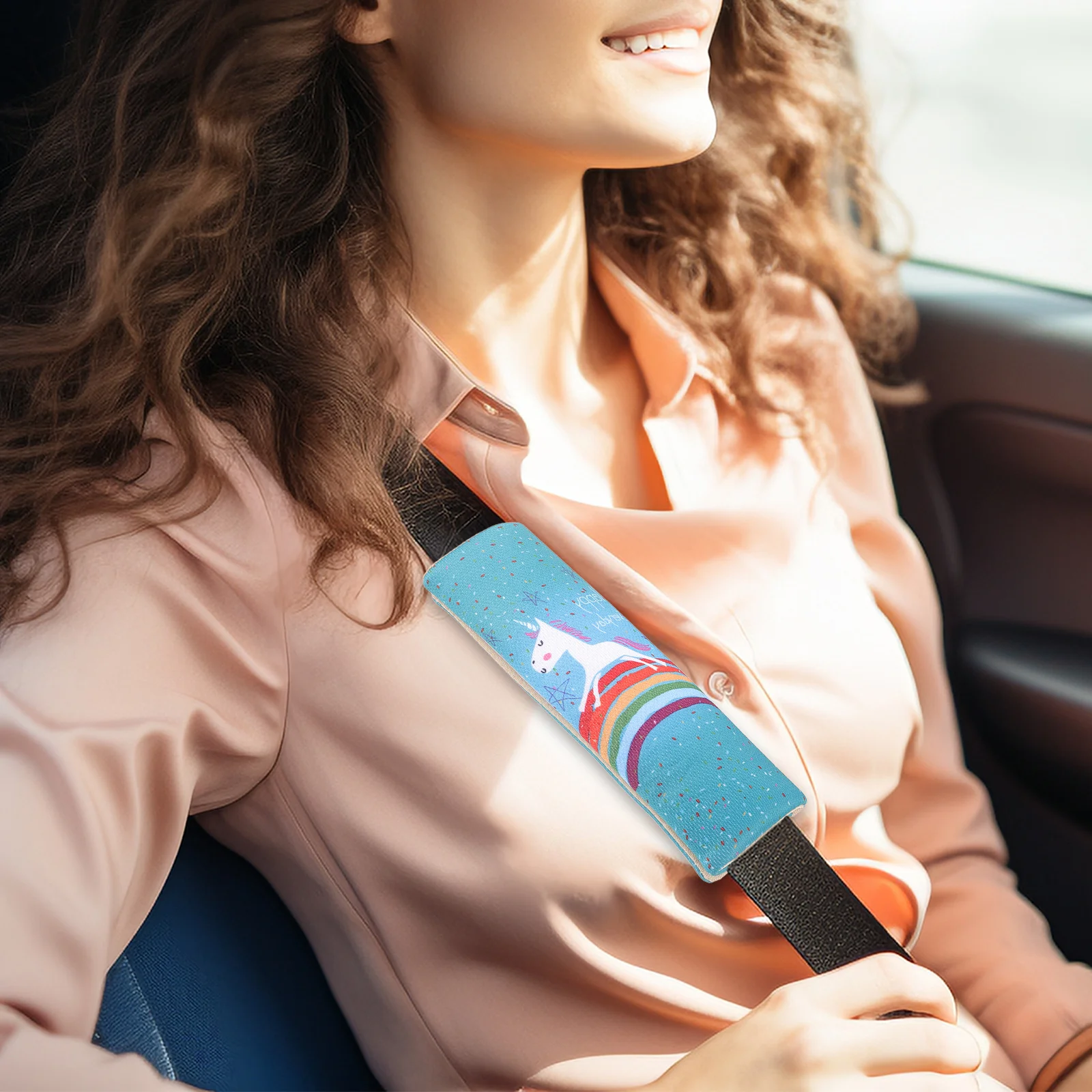 

2Pcs Pads Comfortable Shoulder Cover with Cartoon Print Easy Install for Most Vehicles Relieves Shoulder