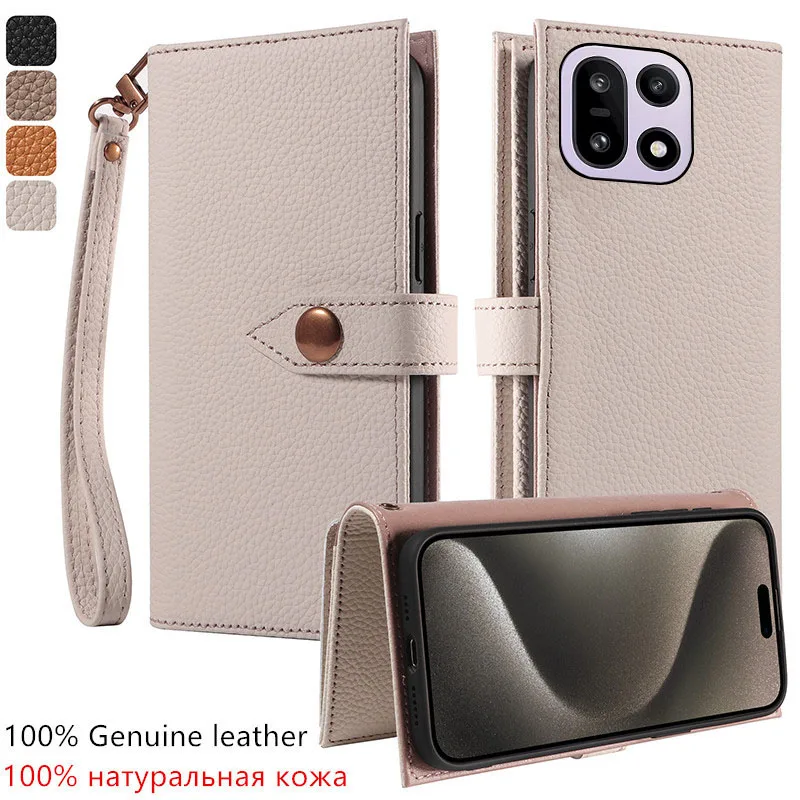 

Роскошный многофункциональный чехол-кошелек из 100% натуральной кожи с отделениями для карт для OnePlus 15T PLZ110, противоударный чехол для телефона с магнитной кнопкой