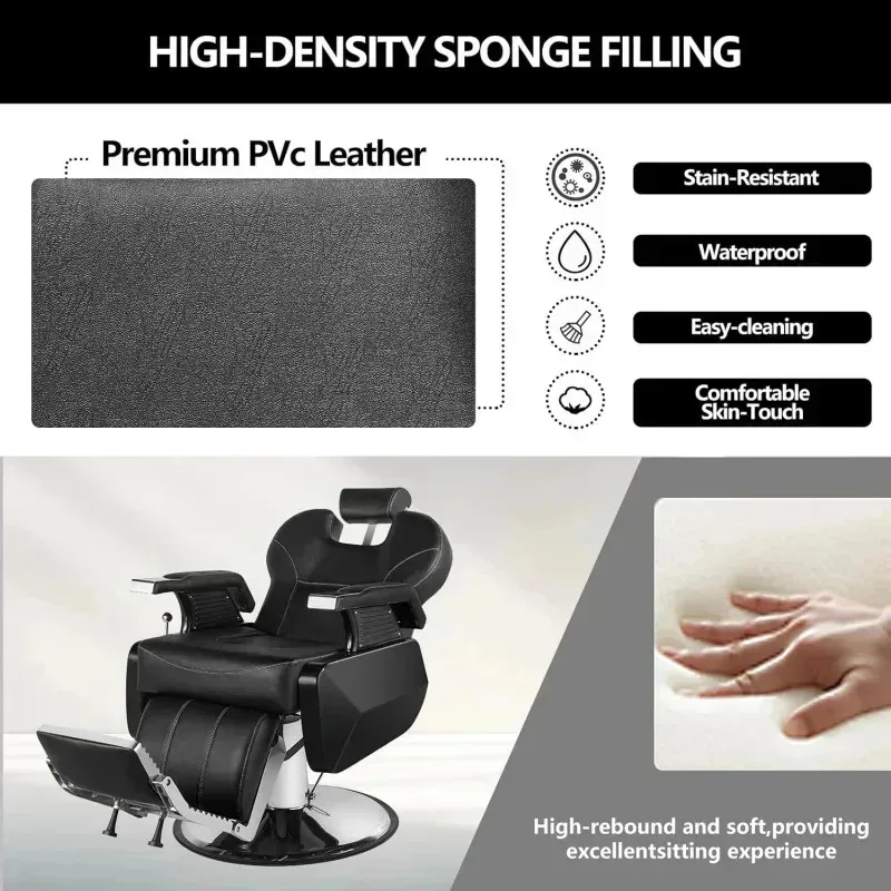 QAZ8-Black Barber جميع الأغراض مضخة هيدروليكية شديدة التحمل لصالونات التجميل كرسي تصفيف الشعر دوار 360 درجة ارتفاع قابل للتعديل #4