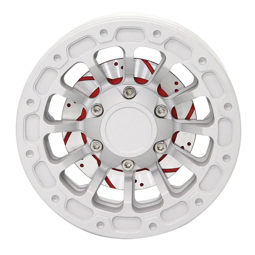 Roda de metal de 2.2 polegadas com pinça de freio a disco simulado, para pista 1:10 rc axial scx10 ii 90046 axi03007 trx4 trx6 tamiya mst, 1 peça