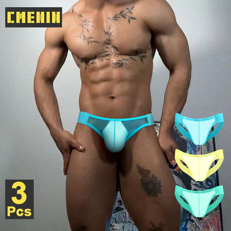 

CMENIN 3Pcs Sexy Hip Raise Men Thongs Sissy Bikini Jockstrap Panties Ultra-thin Breathable Gays Men's Underwear Underpants Thong