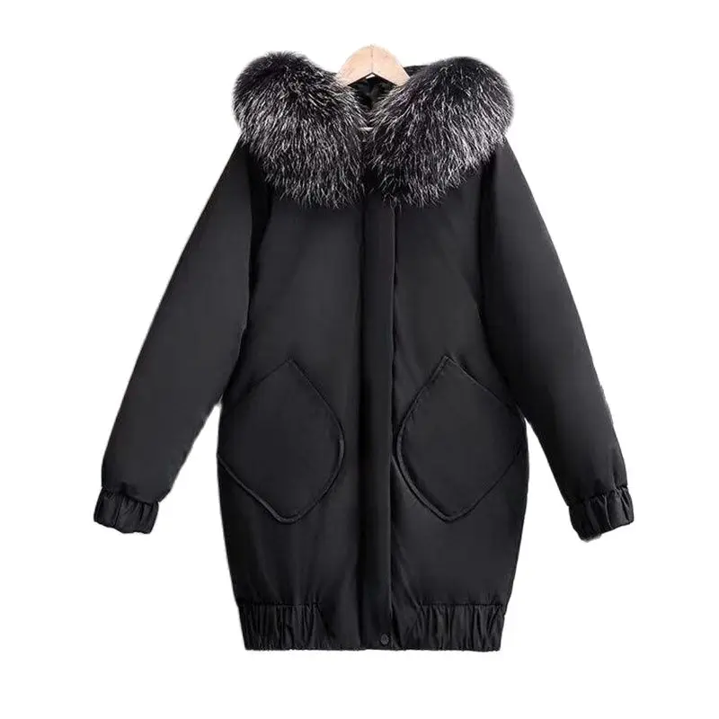 2021 NEW Winter Jacket Female Large Size Loose Black Down Cotton Pregnant Woman Coats Women's Cotton Quilted Parkas Overcoat