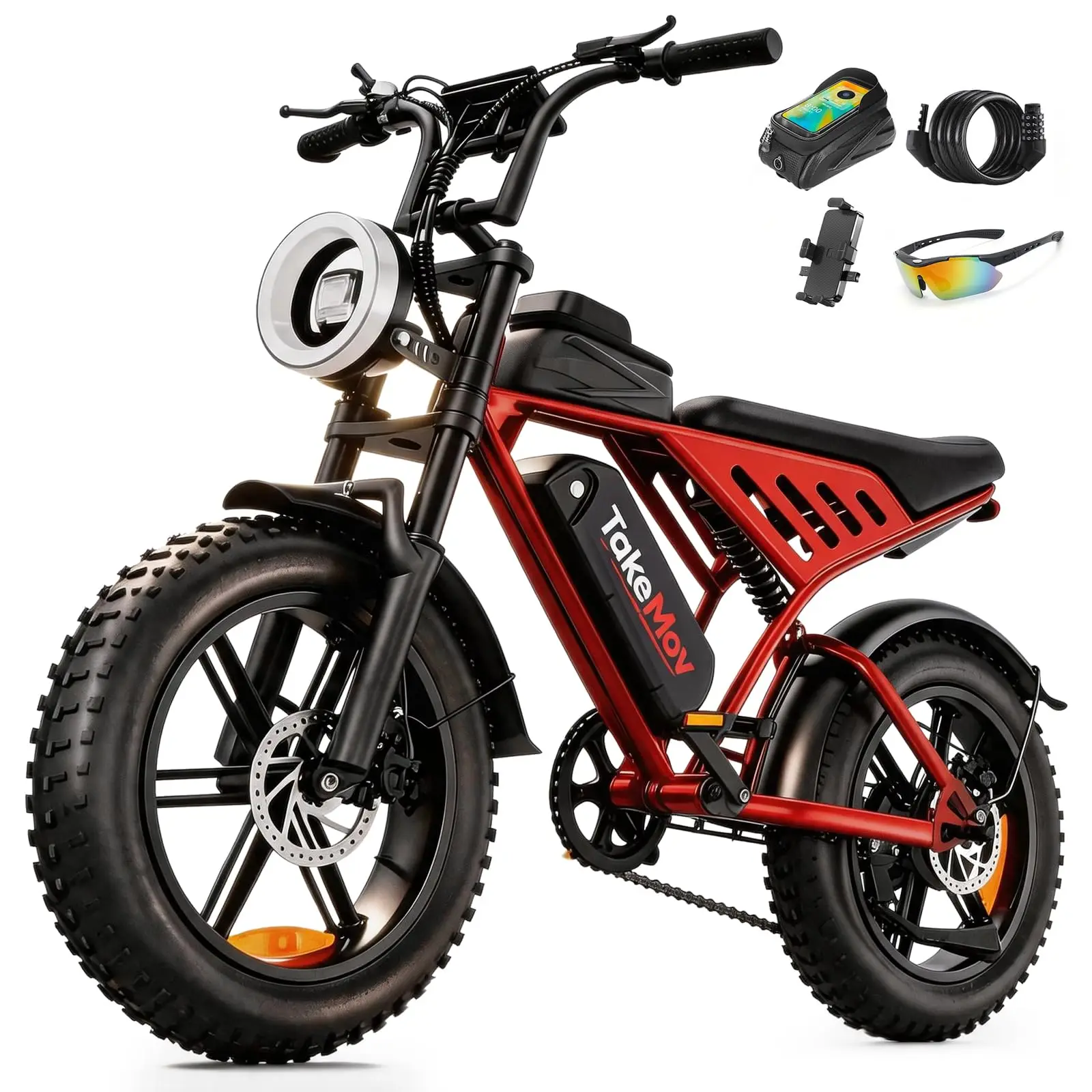 Electric Bike for Adults, 1500/2000W Peak E-Bike, 48V 15/25/50Ah Removable Battery, 60/80/160 Miles Range, 20" Fat Tire All-Terr