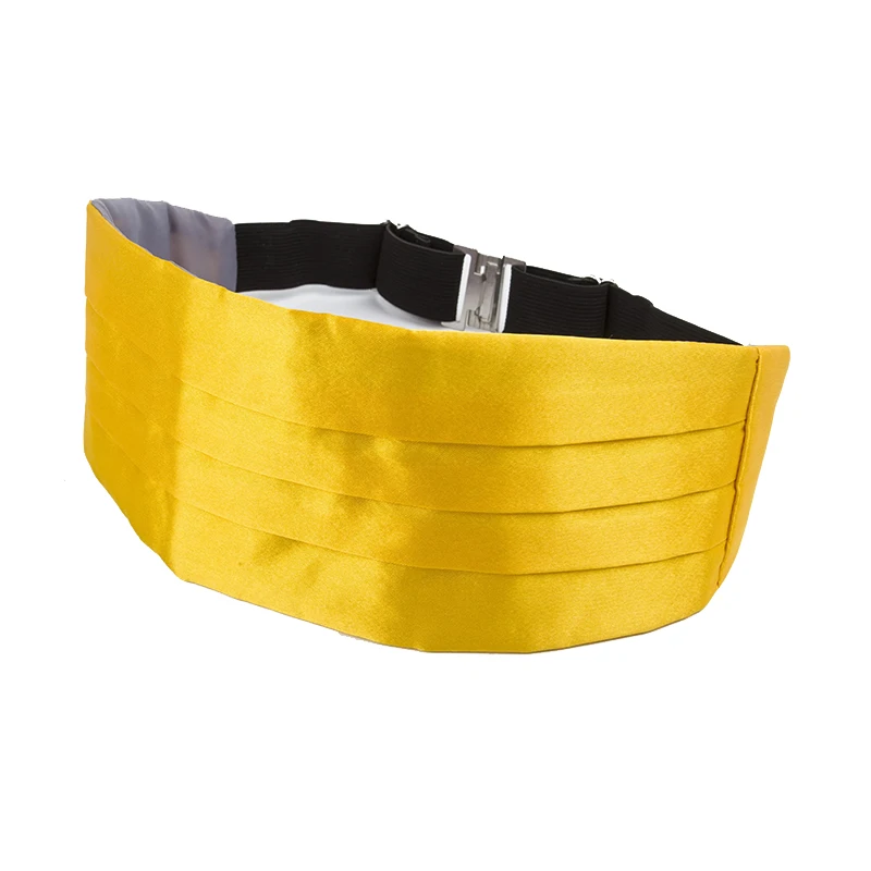 Cummerbund de cetim sedoso masculino, faixa elástica do peito, smoking cummerbund para baile de casamento formal, amarelo dourado