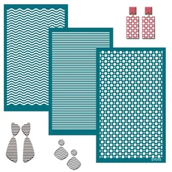 New 2023 Stripe Grid Reusable Silk Screen Stencils for Polymer Clay Geometric Silkscreen Printing for Jewelry Earrings